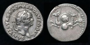 Divus Vespasian, Silver Denarius, Struck by Titus, Rome Mint, 80 AD, Capricorns Back to Back