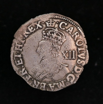 Charles I, Silver Shilling, Tower Mint, Crown Mint Mark, Group C, type 3b, 1635-6, RARE, Obverse