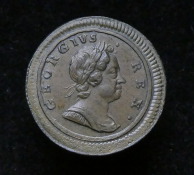 George I, Second Issue Farthing 1719, Small Lettering, Obverse