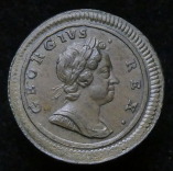 George I, Second Issue Farthing 1719, Small Lettering, Obverse