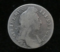 William III Silver Shilling, EXETER Provincial Mint, 1696, SCARCE, Obverse