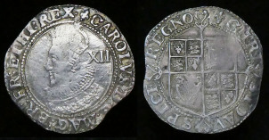 Charles I, Shilling, Group A, Tower, Lis Mint Mark #229