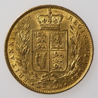 Victoria, Full Gold Sovereign, Shieldback Rev, VF+ 1862