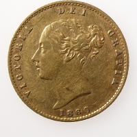 Victoria, Half Gold Sovereign, Shieldback Rev, VF 1860