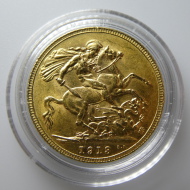 SPECIAL GIFT - KNOW A GEORGE? FULL GOLD SOVEREIGN DATED 1913, Reverse