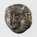 Thrace, Istros, AR Obol (or Quarter Drachm or Stater) Two Male Heads/Sea-Eagle & Dolphin, BC400-350, Obverse