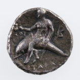 Calabria, Tarentum, Silver Didrachm, Youth On Horseback/Dolphin,  c3rd Century BC, Reverse