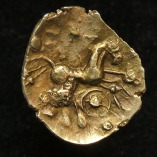 Atrebates & Regni Tribes, Gold Quarter Stater, Selsey Dahlia Type,  c60-20BC, EXTREMELY RARE Obverse