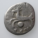 Titus as Augustus Left Facing Bust Silver Denarius, Single Capricorn, AD 79 RARE, Reverse
