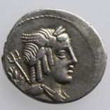 L. Julius Bursio, Silver Denarius, Man/Victory, 85 BC, O
