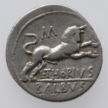Thorius Balbus, Silver Denarius, Juno Sospita/Bull, 105BC, R