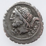L. Memmius Galeria, Serrated Silver Denarius, Saturn/Venus, 106BC, O