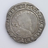 James I, Silver Sixpence, Second Coinage, Rose MM, 1605, O