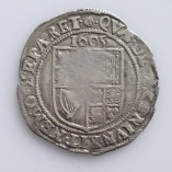 James I, Silver Sixpence, Second Coinage, Rose MM, 1605, R