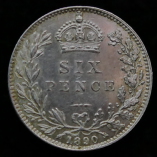 Victoria, Silver Sixpence, Jubilee Bust, 1890, Excellent Example, Reverse