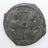 Byzantine, Justin II & Sophia Bronze Follis, Antioch, AD 565-578