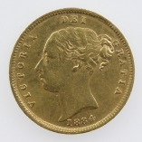 Victoria, Gold Half Sovereign, Young Head Type A5, Shield, 1884 AD, O