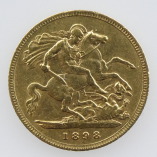 Victoria Old Head Gold Half Sovereign, 1898, R