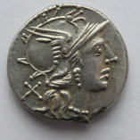 Publius Aelius Paetus, Later Silver Denarius, Head of Roma/Dioscuri, 138 BC, O