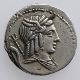 L. Julius Bursio, Silver Denarius, Man/Victory, 85 BC, O