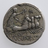 L. Julius Bursio, Silver Denarius, Man/Victory, 85 BC, R
