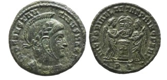 Constantine I, Bronze AE Follis, Lugdunum, Sol, AD 314-316, O