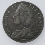 George II, Halfcrown, Older Bust, LIMA, D. NONO, 1745, O
