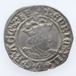 Henry VIII, Silver Halfgroat, Second Coinage, Archbishop Warham, Canterbury Mint, Cross Patonce MM, 1526-1532, O